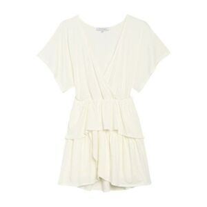 VANITY ROOM Tiered Knit Surplice Mini Dress